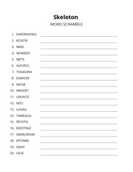 Skeleton word scramble puzzle