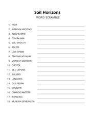 Soil Horizons word scramble puzzle
