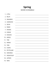 Spring word scramble puzzle