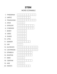 STEM word scramble puzzle