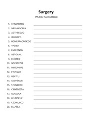 Surgery word scramble puzzle