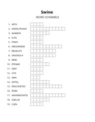 Swine word scramble puzzle