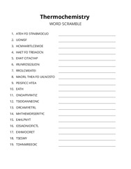 Thermochemistry word scramble puzzle