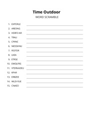 Time Outdoor word scramble puzzle