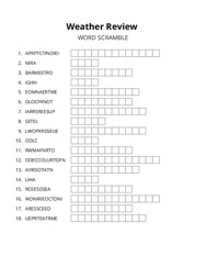 Weather Review word scramble puzzle