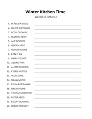 Winter Kitchen Time word scramble puzzle
