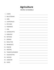 Agriculture word scramble puzzle