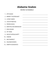 Alabama Snakes word scramble puzzle