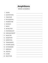 Amphibians word scramble puzzle