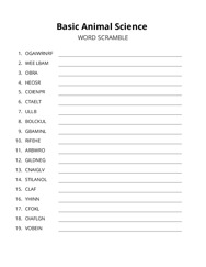 Basic Animal Science word scramble puzzle