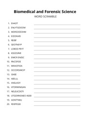 Biomedical and Forensic Science word scramble puzzle