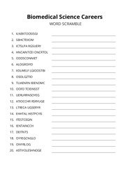 Biomedical Science Careers word scramble puzzle