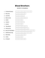 Blood Brothers word scramble puzzle