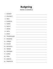 Budgeting word scramble puzzle