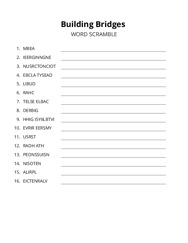 Building Bridges word scramble puzzle