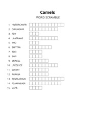 Camels word scramble puzzle