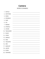 Camera word scramble puzzle