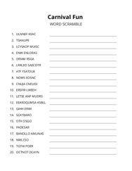 Carnival Fun word scramble puzzle