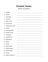 Ceramic Terms word scramble puzzle