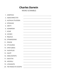 Charles Darwin word scramble puzzle