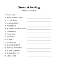 Chemical Bonding word scramble puzzle