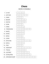 Chess word scramble puzzle