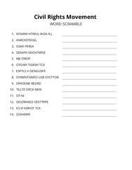 Civil Rights Movement word scramble puzzle