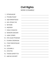 Civil Rights word scramble puzzle