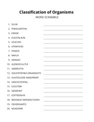 Classification of Organisms word scramble puzzle