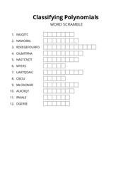 Classifying Polynomials word scramble puzzle