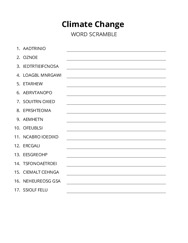 Climate Change word scramble puzzle