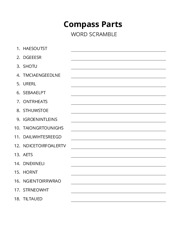 Compass Parts word scramble puzzle