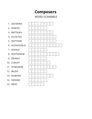 Composers word scramble puzzle