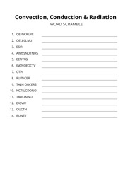 Convection, Conduction & Radiation word scramble puzzle