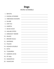 Dogs word scramble puzzle