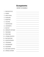 Ecosystems word scramble puzzle