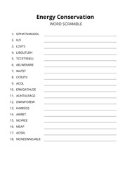 Energy Conservation word scramble puzzle