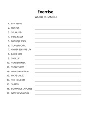 Exercise word scramble puzzle