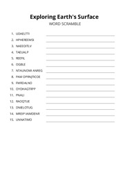 Exploring Earths Surface word scramble puzzle