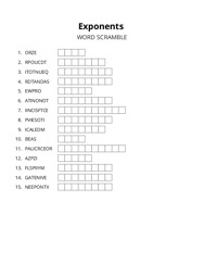 Exponents word scramble puzzle