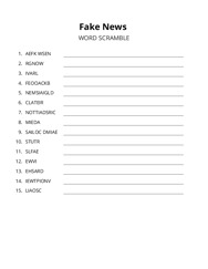 Fake News word scramble puzzle
