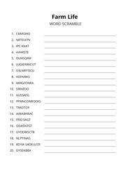 Farm Life word scramble puzzle