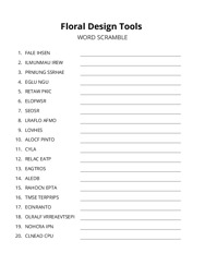 Floral Design Tools word scramble puzzle