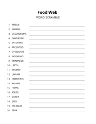 Food Web word scramble puzzle
