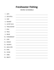 Freshwater Fishing word scramble puzzle