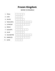 Frozen Kingdom word scramble puzzle