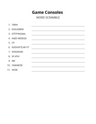 Game Consoles word scramble puzzle