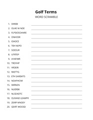 Golf Terms word scramble puzzle