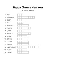 Happy Chinese New Year word scramble puzzle