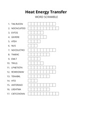 Heat Energy Transfer word scramble puzzle